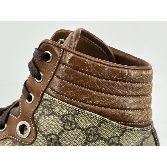 Gucci High Top Crocodile trim Brown Guccisima 10.5/11-USA - Picture 14 of 15